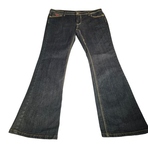 Women's Tough Club size 19-20 Y2K bootcut floral embroidered jeans - Picture 1 of 7